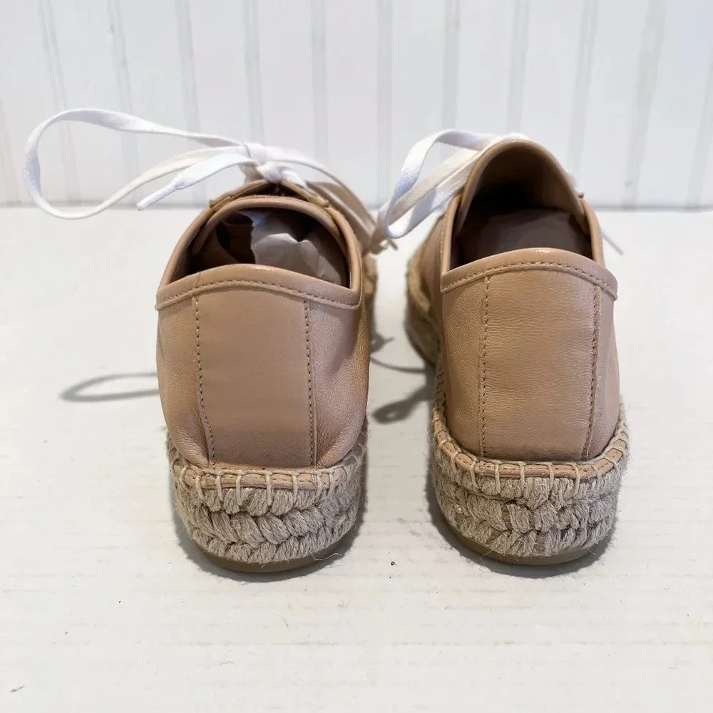 Aquatalia Cream Leather Lace Up Resortwear Beach Designer Casual Espadrilles 9